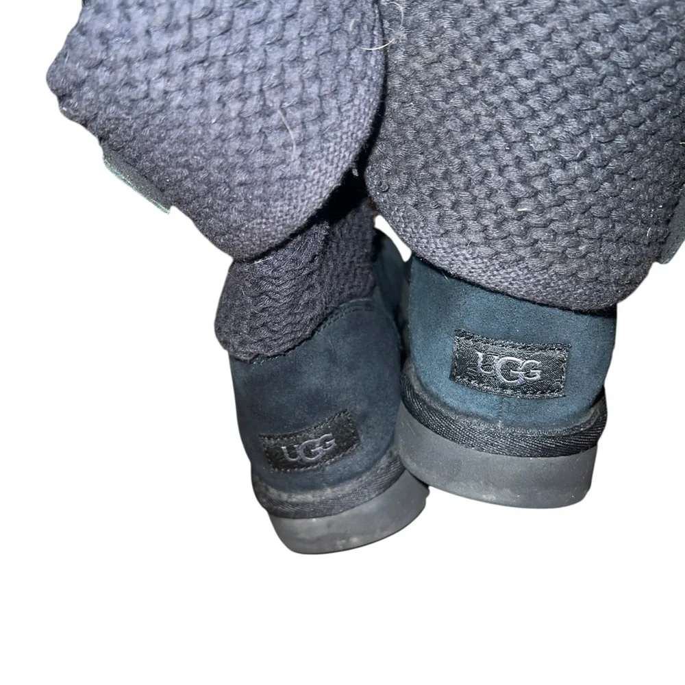 UGG Black Suede and Knit Winter Boots Size 8